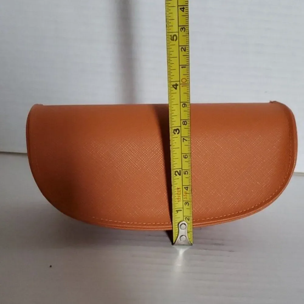 Tory Burch Sunglasses Glasses Case DESIGNER LOGO Orange VEGAN Leather